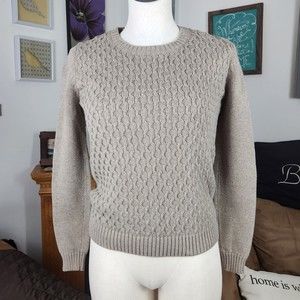 Gap Factory Honeycomb Crew Neck Mochacino Heather Sweater S